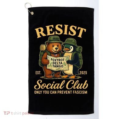Funny Penguin Resist Penguins Protest Against Tariffs Golf Towel