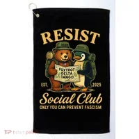 Funny Penguin Resist Penguins Protest Against Tariffs Golf Towel thumb 0
