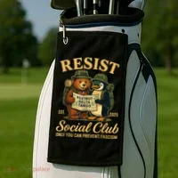 Funny Penguin Resist Penguins Protest Against Tariffs Golf Towel thumb 2