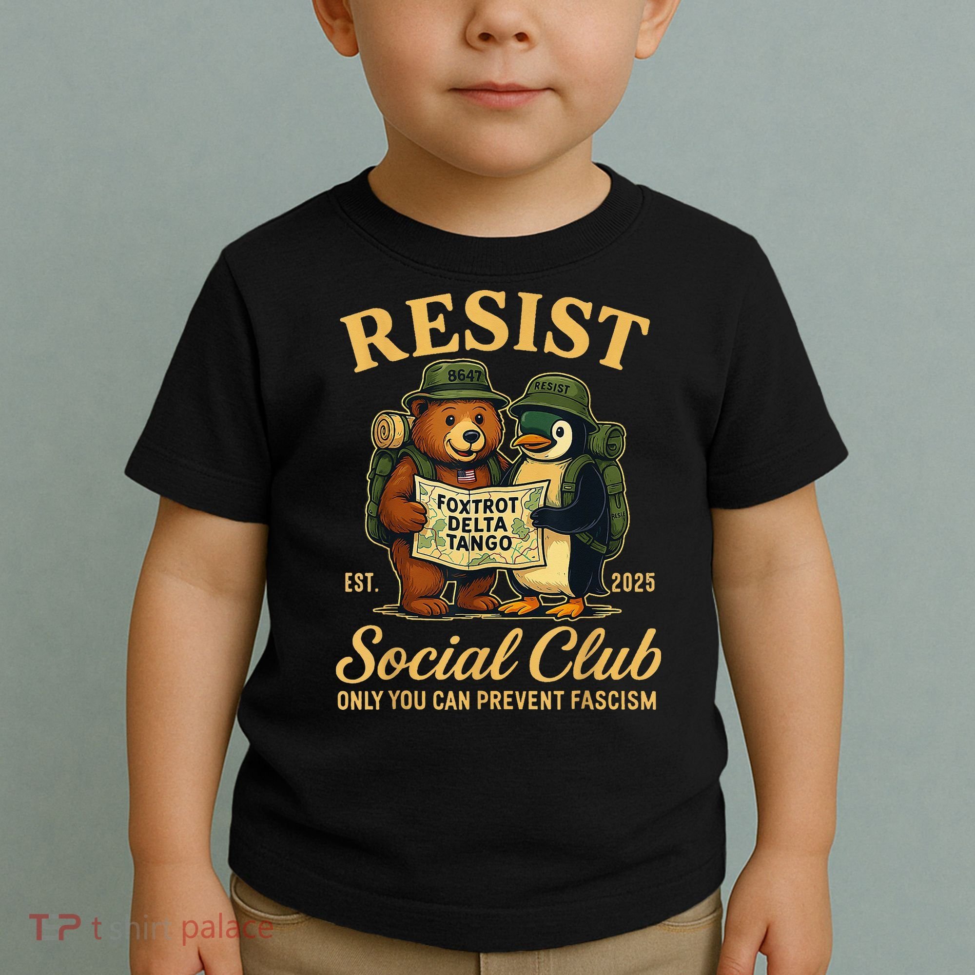 Funny Penguin Resist Penguins Protest Against Tariffs Toddler T-Shirt