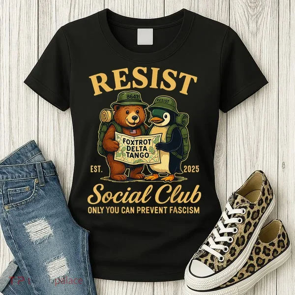 Funny Penguin Resist Penguins Protest Against Tariffs Women's T-Shirt