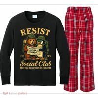 Funny Penguin Resist Penguins Protest Against Tariffs Kids Long Sleeve Plaid Pajama Set thumb 0