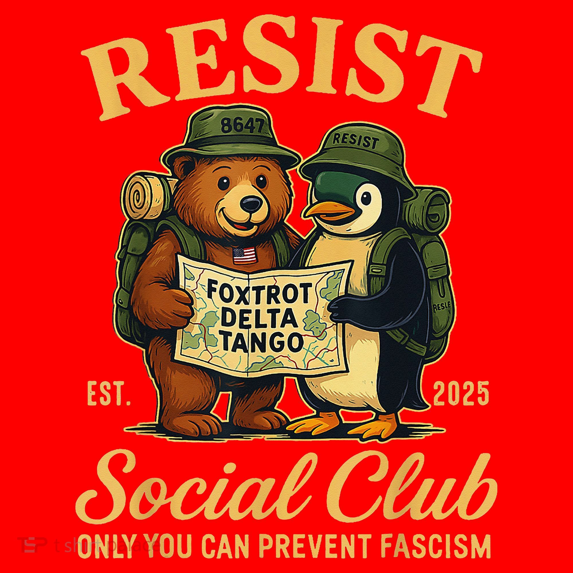 Funny Penguin Resist Penguins Protest Against Tariffs Santa Hat