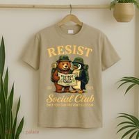 Funny Penguin Resist Penguins Protest Against Tariffs T-Shirt thumb 2