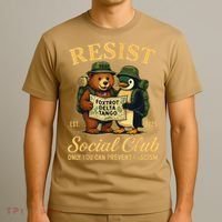 Funny Penguin Resist Penguins Protest Against Tariffs T-Shirt thumb 3