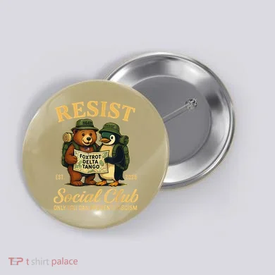 Funny Penguin Resist Penguins Protest Against Tariffs Button