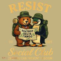 Funny Penguin Resist Penguins Protest Against Tariffs Button thumb 1