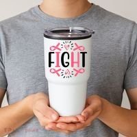 Fight Pink Ribbon Breast Cancer Tumbler thumb 2