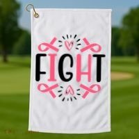 Fight Pink Ribbon Breast Cancer Golf Towel thumb 1