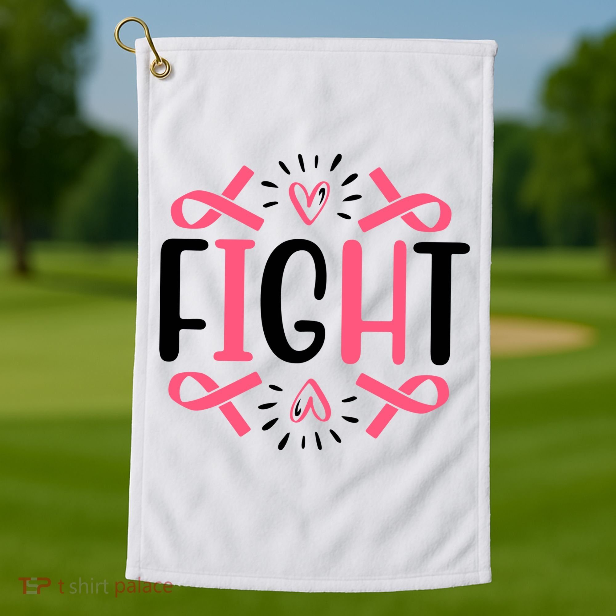 Fight Pink Ribbon Breast Cancer Golf Towel