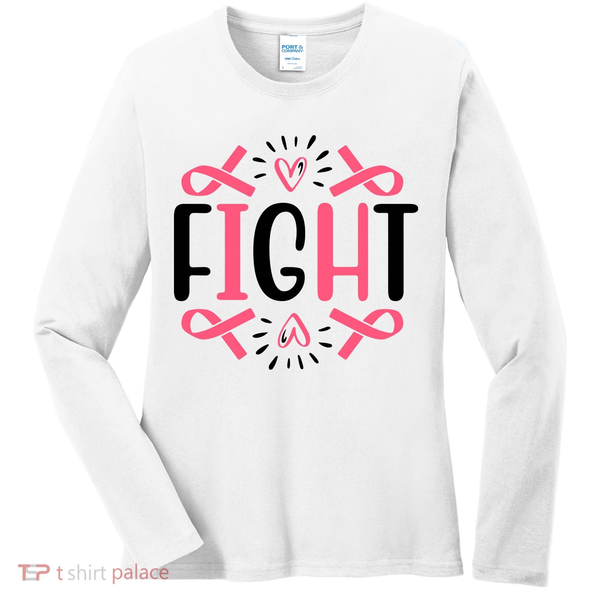 Fight Pink Ribbon Breast Cancer Women's Long Sleeve Shirt
