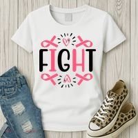 Fight Pink Ribbon Breast Cancer Women's T-Shirt thumb 3