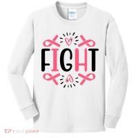Fight Pink Ribbon Breast Cancer Kids Long Sleeve Shirt thumb 0