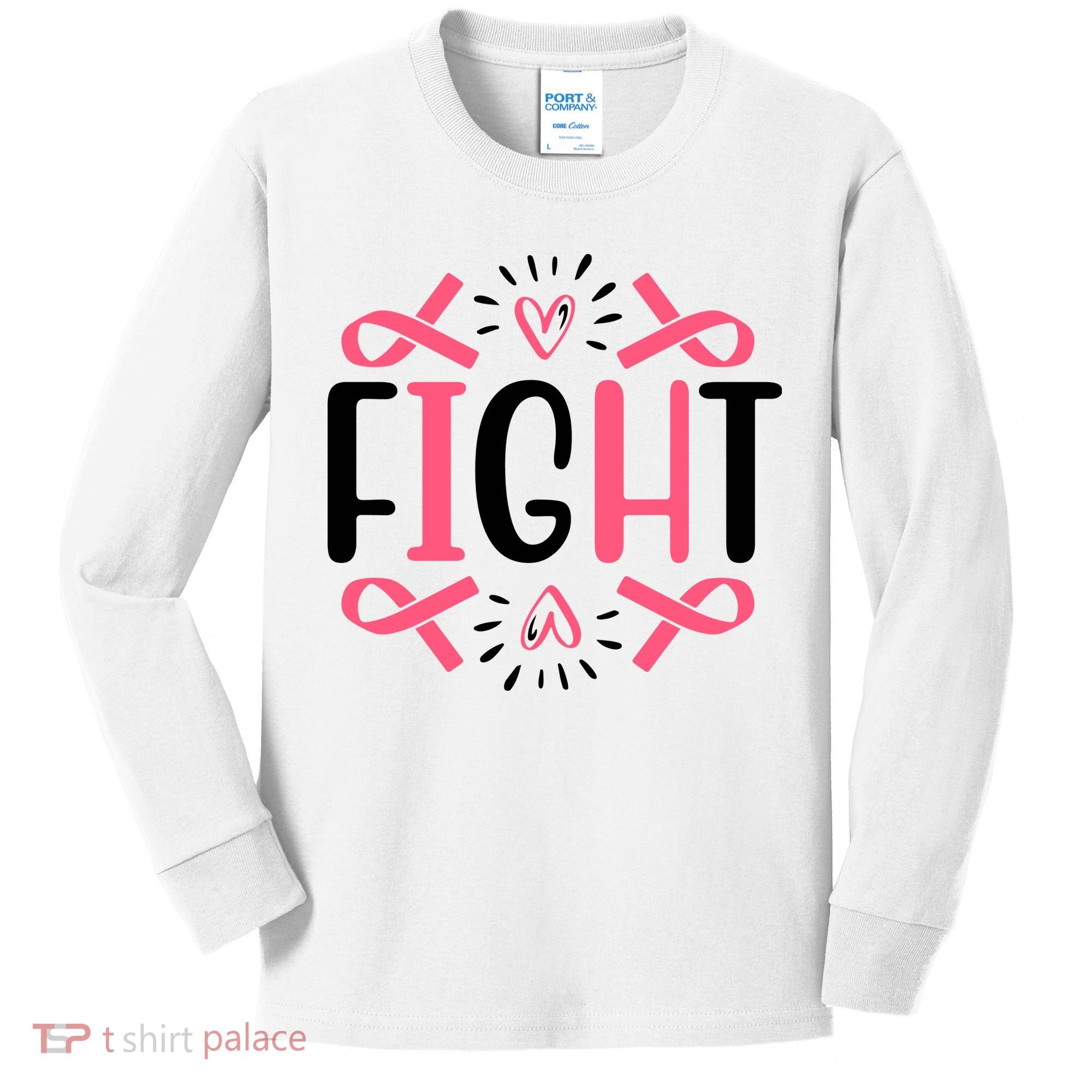 Fight Pink Ribbon Breast Cancer Kids Long Sleeve Shirt