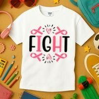 Fight Pink Ribbon Breast Cancer Kids T-Shirt thumb 3