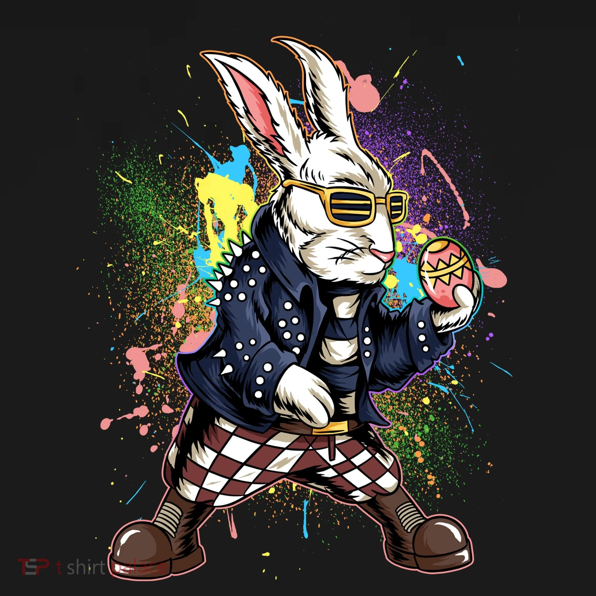 Funny Punk Rock Easter Bunny Rabbit Doggie Tank