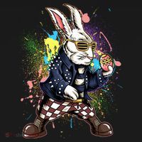 Funny Punk Rock Easter Bunny Rabbit Hoodie thumb 2