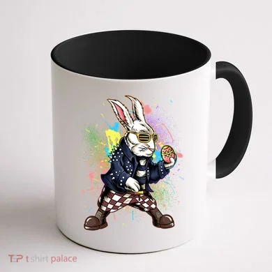 Funny Punk Rock Easter Bunny Rabbit Coffee Mug back