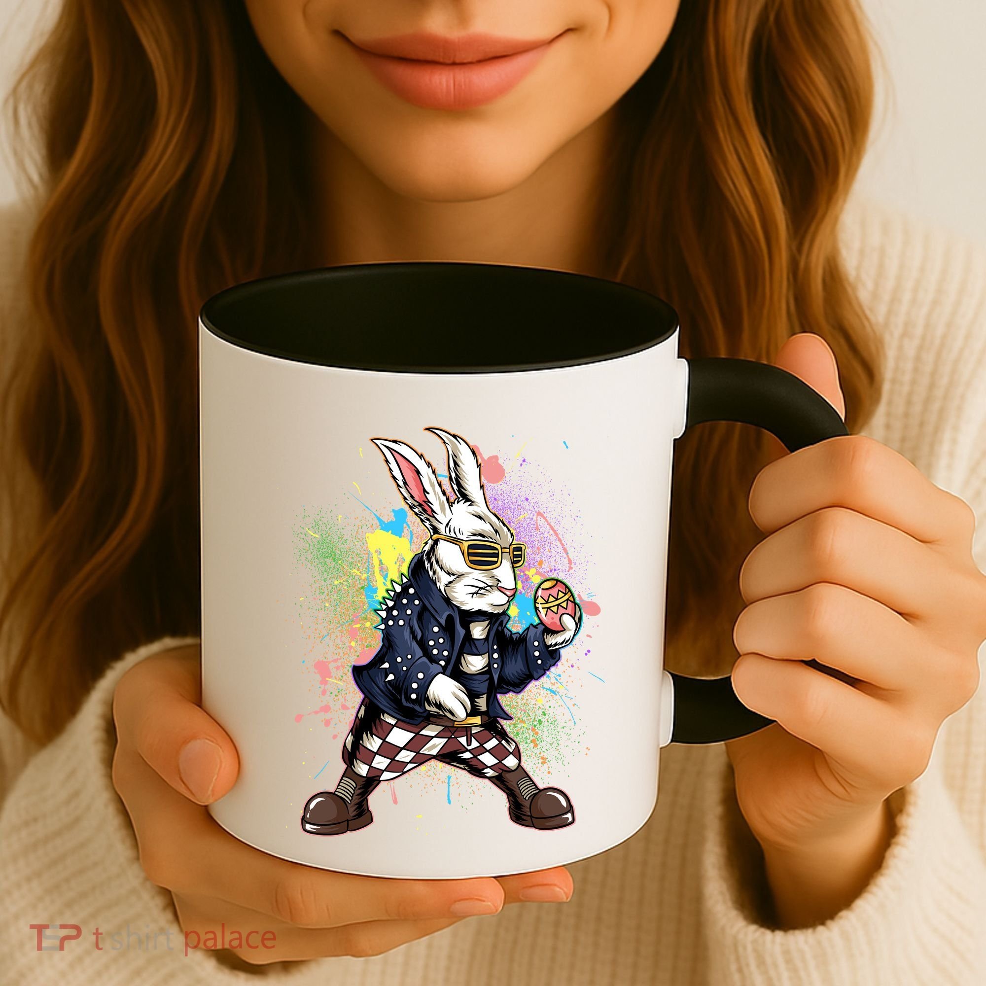 Funny Punk Rock Easter Bunny Rabbit Coffee Mug