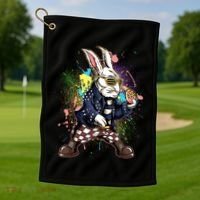 Funny Punk Rock Easter Bunny Rabbit Golf Towel thumb 1
