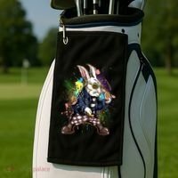 Funny Punk Rock Easter Bunny Rabbit Golf Towel thumb 2