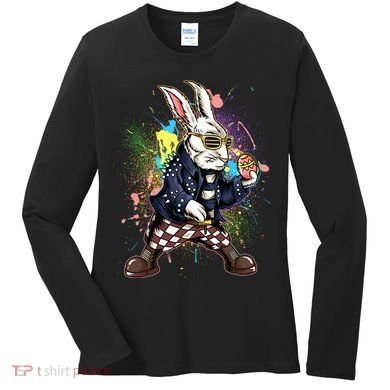 Funny Punk Rock Easter Bunny Rabbit Women's Long Sleeve Shirt