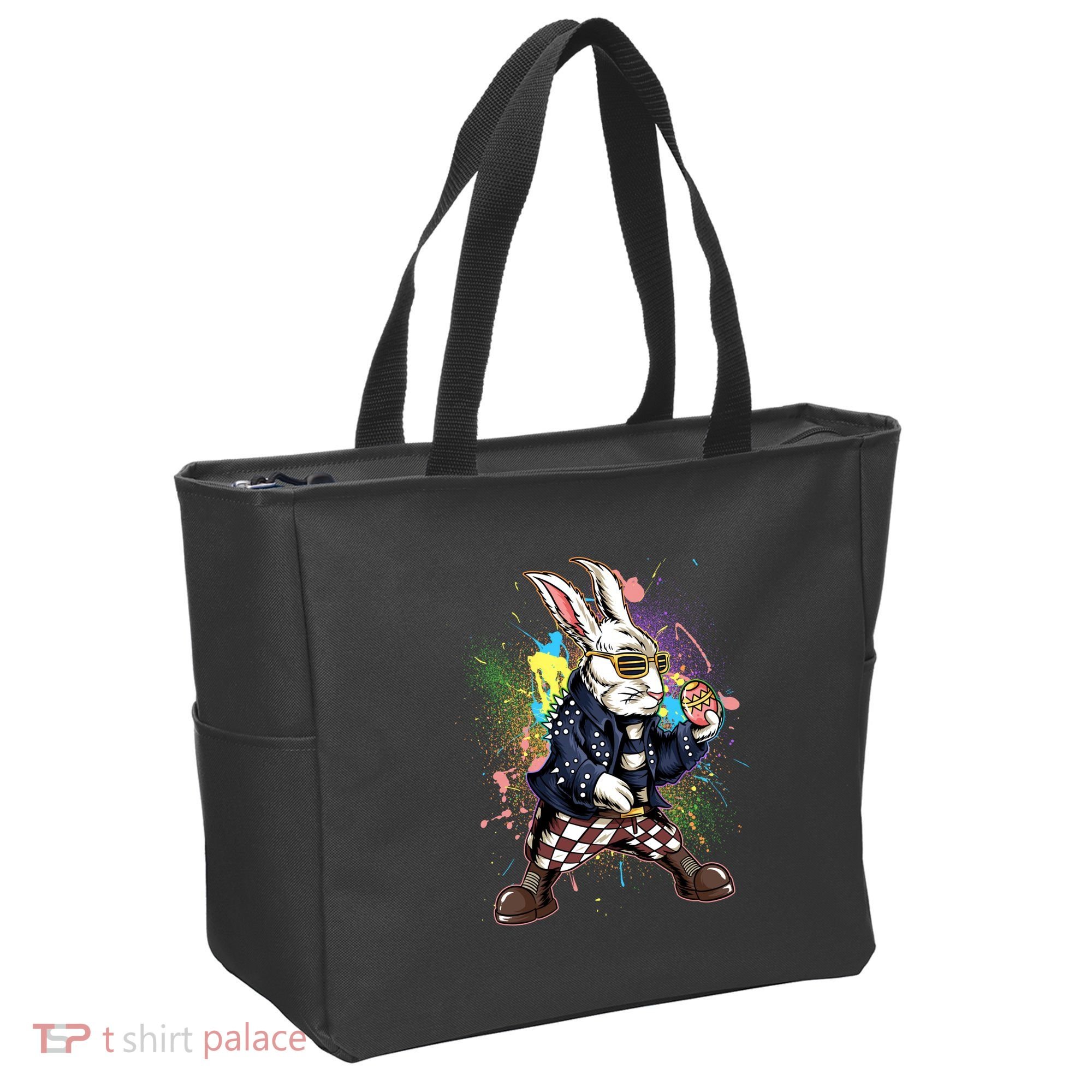 Funny Punk Rock Easter Bunny Rabbit Tote Bag