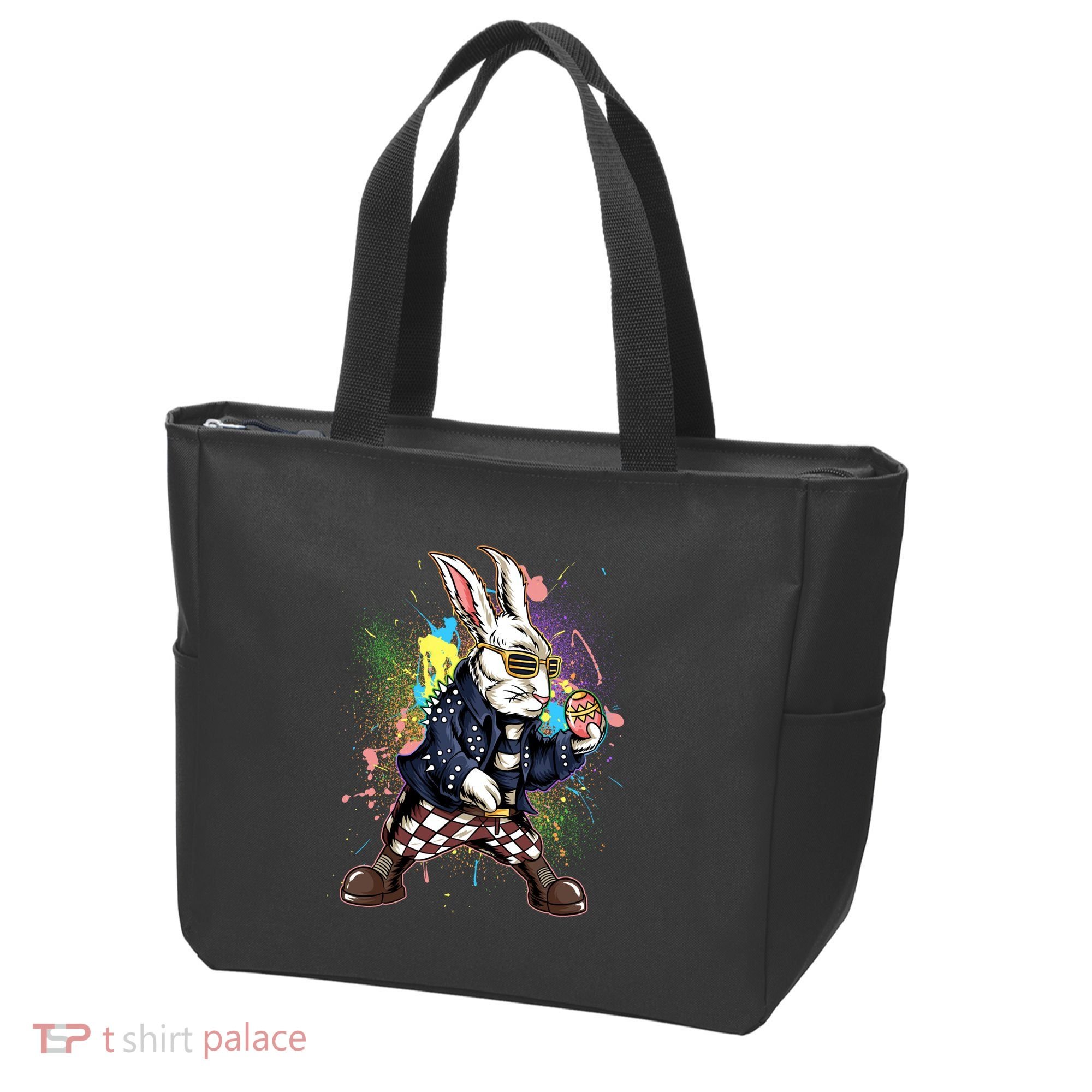 Funny Punk Rock Easter Bunny Rabbit Tote Bag