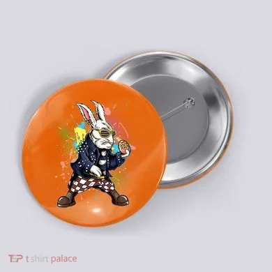 Funny Punk Rock Easter Bunny Rabbit Button