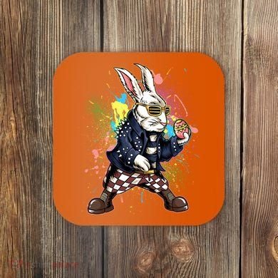 Funny Punk Rock Easter Bunny Rabbit Coaster