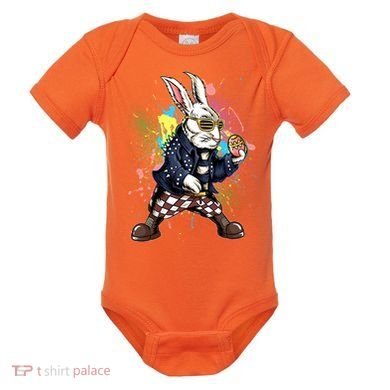 Funny Punk Rock Easter Bunny Rabbit Baby Bodysuit