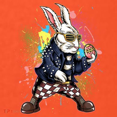 Funny Punk Rock Easter Bunny Rabbit Tie-Dye T-Shirt