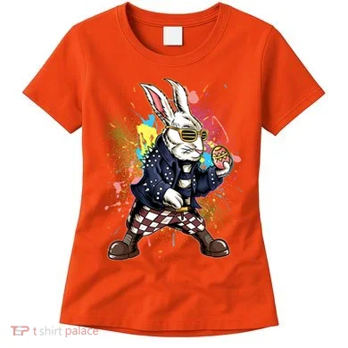 Funny Punk Rock Easter Bunny Rabbit Women's T-Shirt