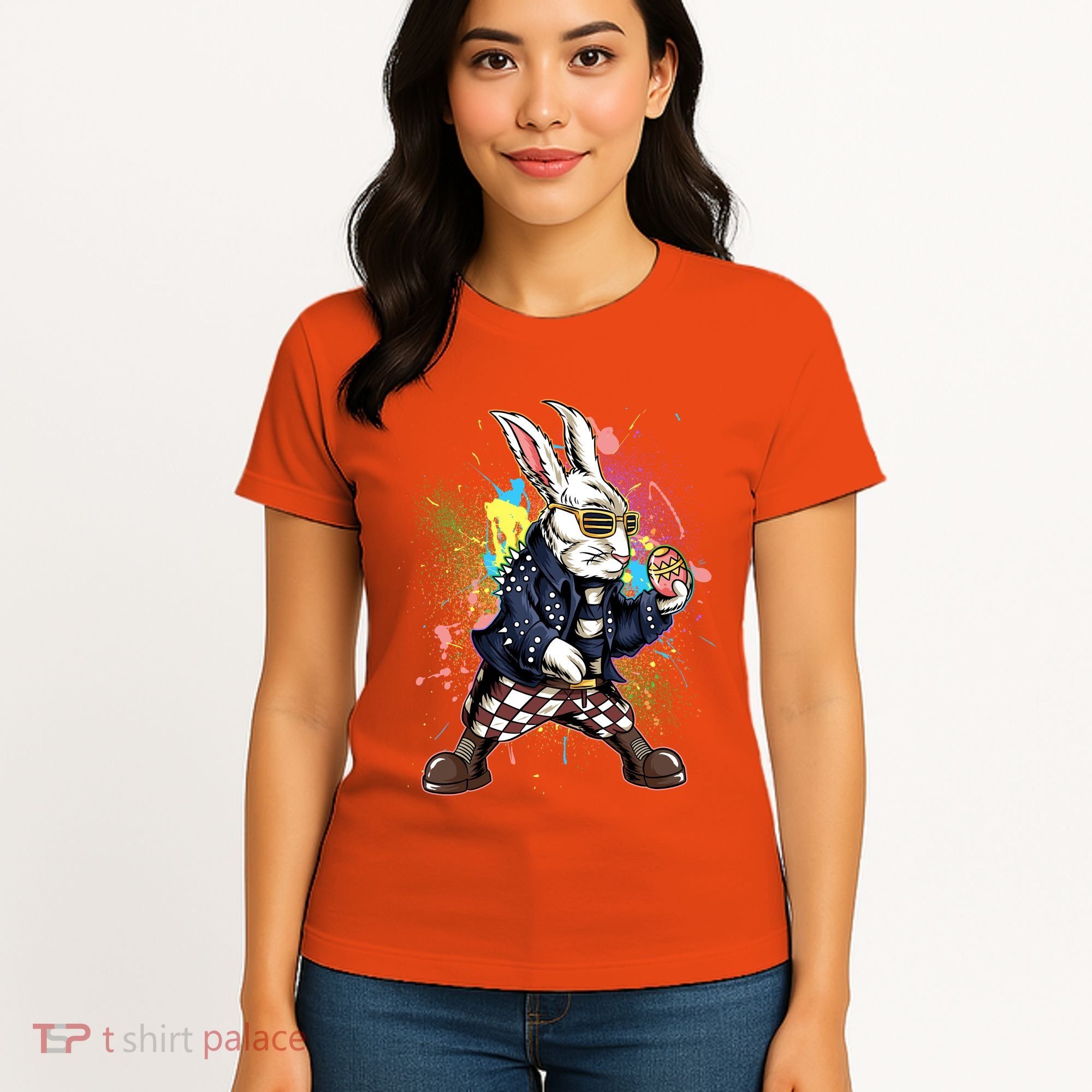 Funny Punk Rock Easter Bunny Rabbit Women's T-Shirt