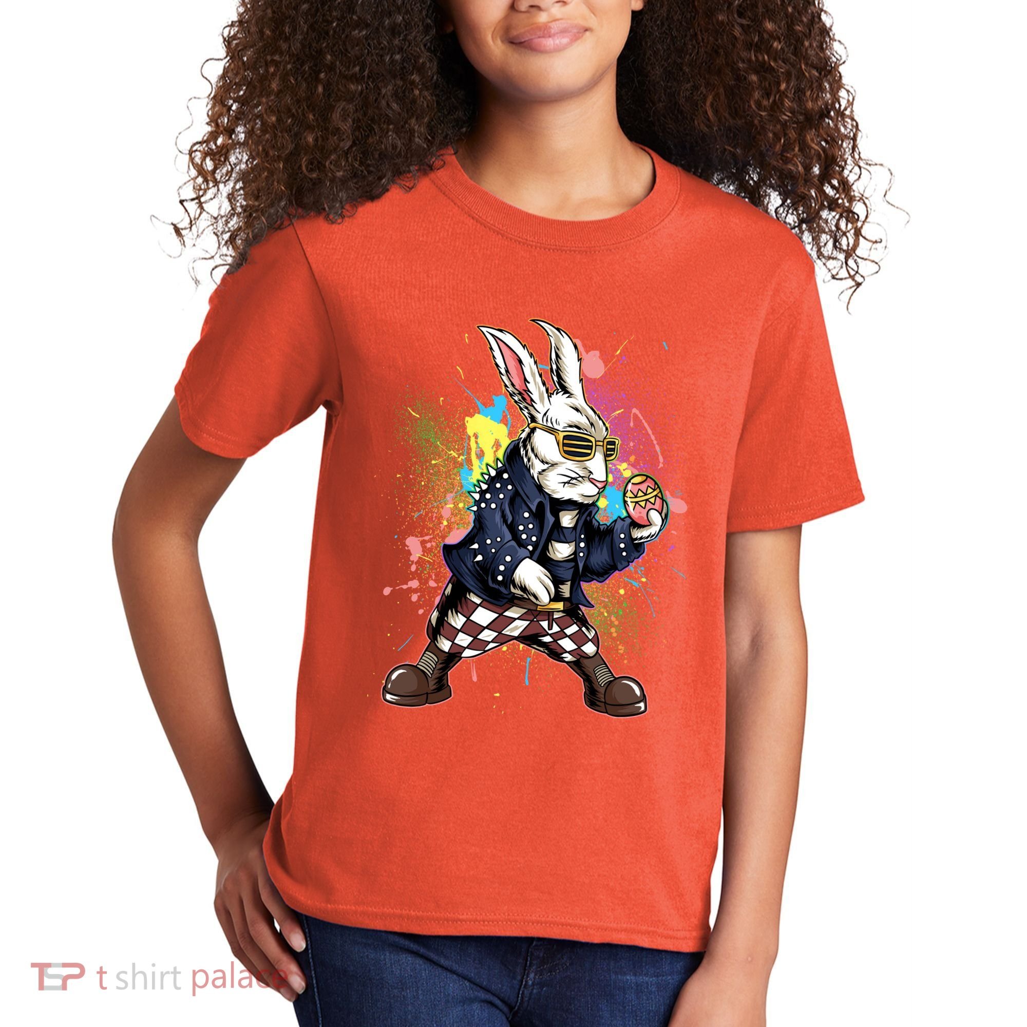 Funny Punk Rock Easter Bunny Rabbit Kids T-Shirt