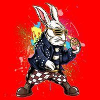 Funny Punk Rock Easter Bunny Rabbit Santa Hat thumb 1