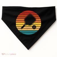 Funny Pickleball Retro Sunset Gift USA-Made Doggie Bandana thumb 0