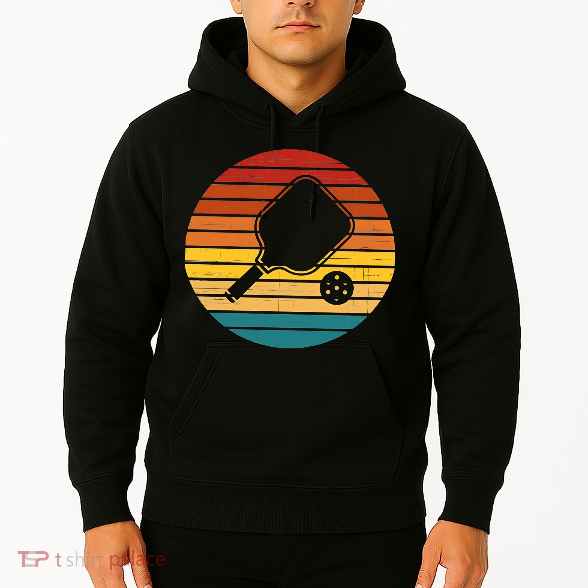 Funny Pickleball Retro Sunset Gift Hoodie