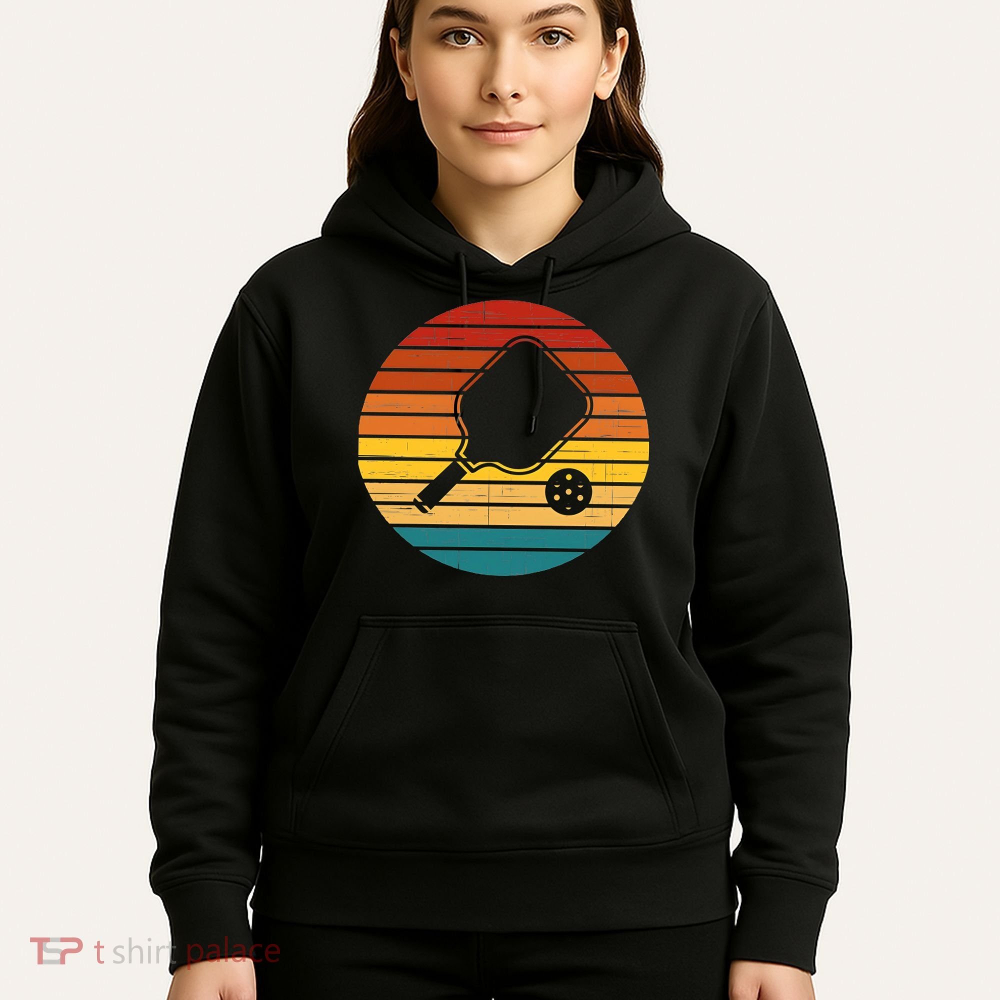 Funny Pickleball Retro Sunset Gift Hoodie