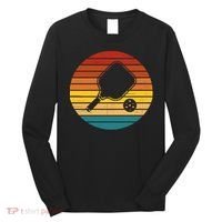 Funny Pickleball Retro Sunset Gift Long Sleeve Shirt thumb 0