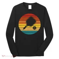Funny Pickleball Retro Sunset Gift Long Sleeve Shirt thumb 0