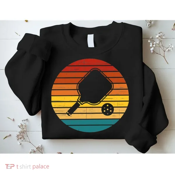 Funny Pickleball Retro Sunset Gift Sweatshirt