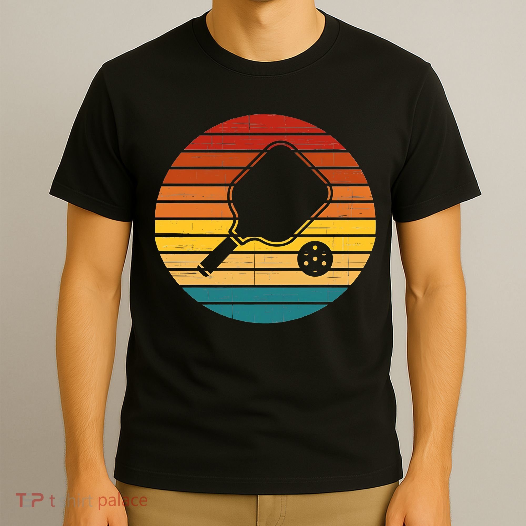 Funny Pickleball Retro Sunset Gift T-Shirt
