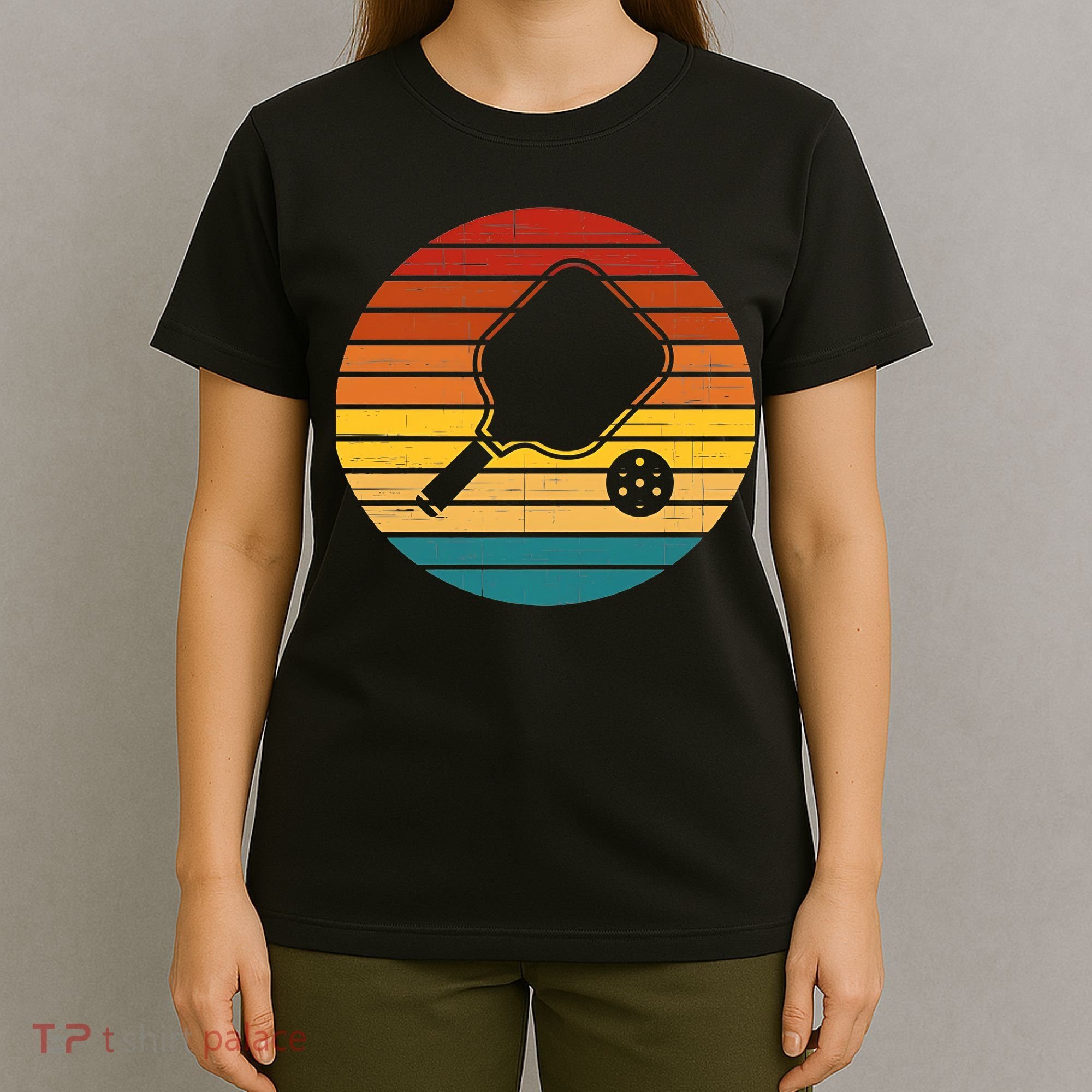 Funny Pickleball Retro Sunset Gift T-Shirt