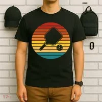 Funny Pickleball Retro Sunset Gift T-Shirt thumb 6