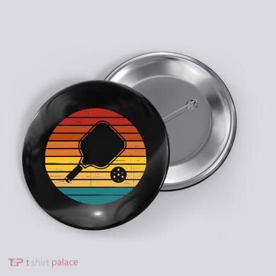Funny Pickleball Retro Sunset Gift Button