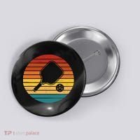 Funny Pickleball Retro Sunset Gift Button thumb 0