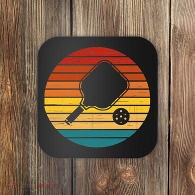 Funny Pickleball Retro Sunset Gift Coaster
