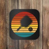 Funny Pickleball Retro Sunset Gift Coaster thumb 0
