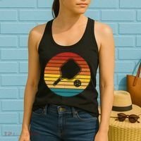 Funny Pickleball Retro Sunset Gift Women's Tank Top thumb 2